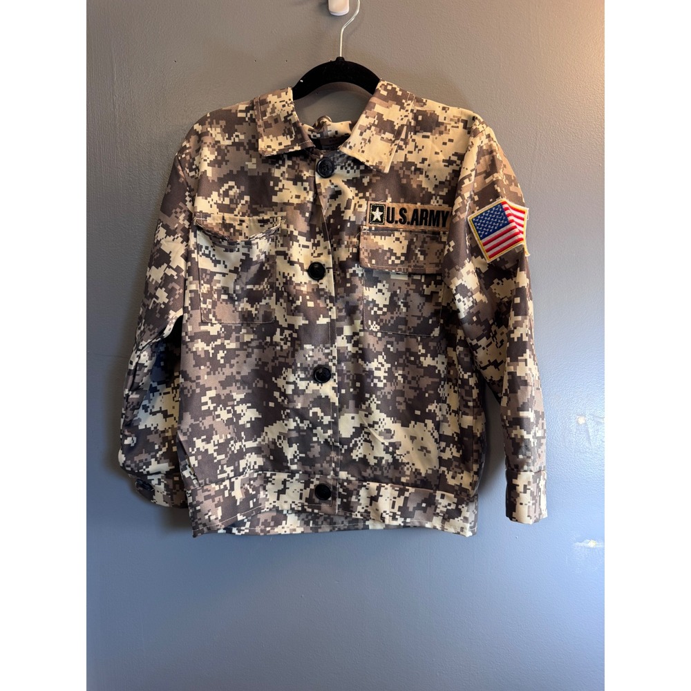 Kids US Army Digital Camo 2 Piece Uniform Set Jacket Pants Size Medium Costume